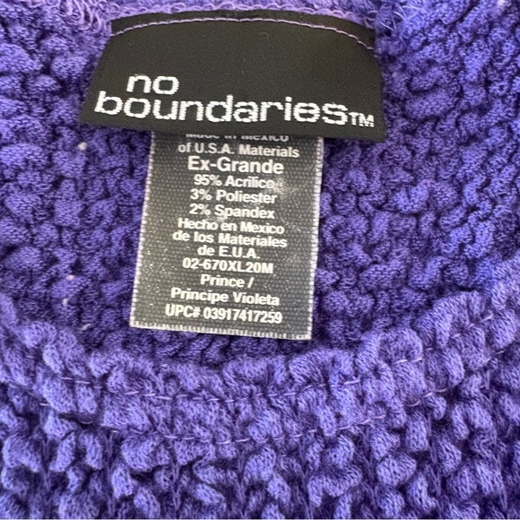 No Boundaries Vibrant Purple Periwinkle Super Stretchy Knit Top 90s Y2K - Picture 3 of 5